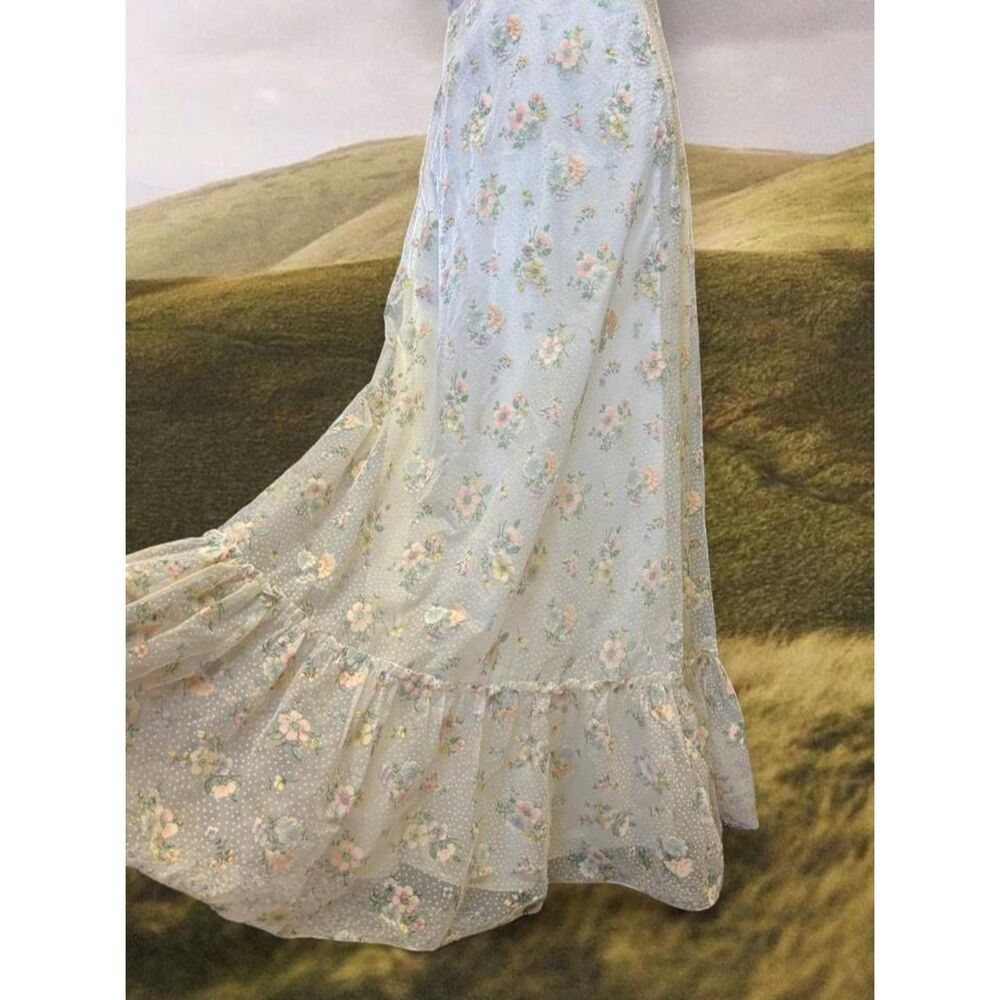 Vintage Garden Party Cottage Antique Style Coquette Feminine Floral Maxi Dress - Picture 4 of 8